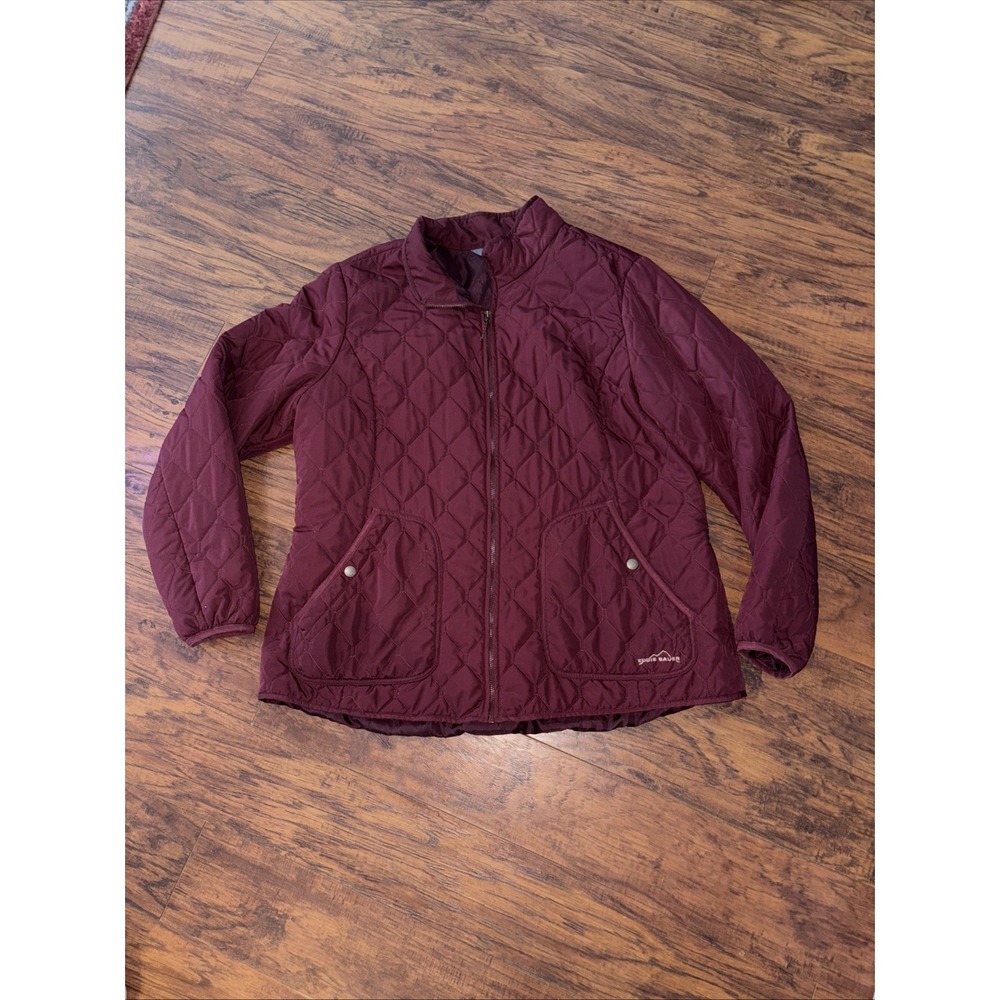 Eddie Bauer Women's Diamond Quilt Jacket Burgundy Size XXL Full Zip